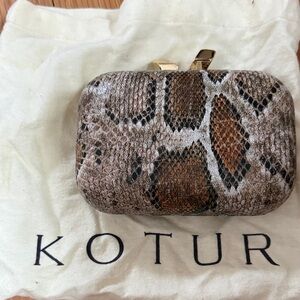 Kotur Brown Snake Print Clutch